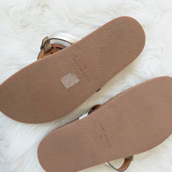 EUC TORY BURCH MILLER CLOUD SANDAL METALLIC GOLD CORK FOOTBED SZ 9.5 - Picture 7 of 11